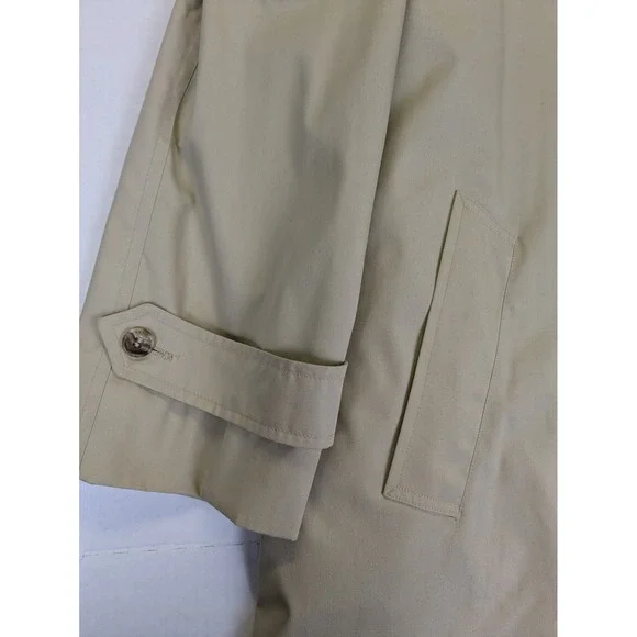 Towncraft Trench Coat Mens Large 44 Reg Tan Zip Out Faux Fur Lining Vintage USA - Picture 9 of 12